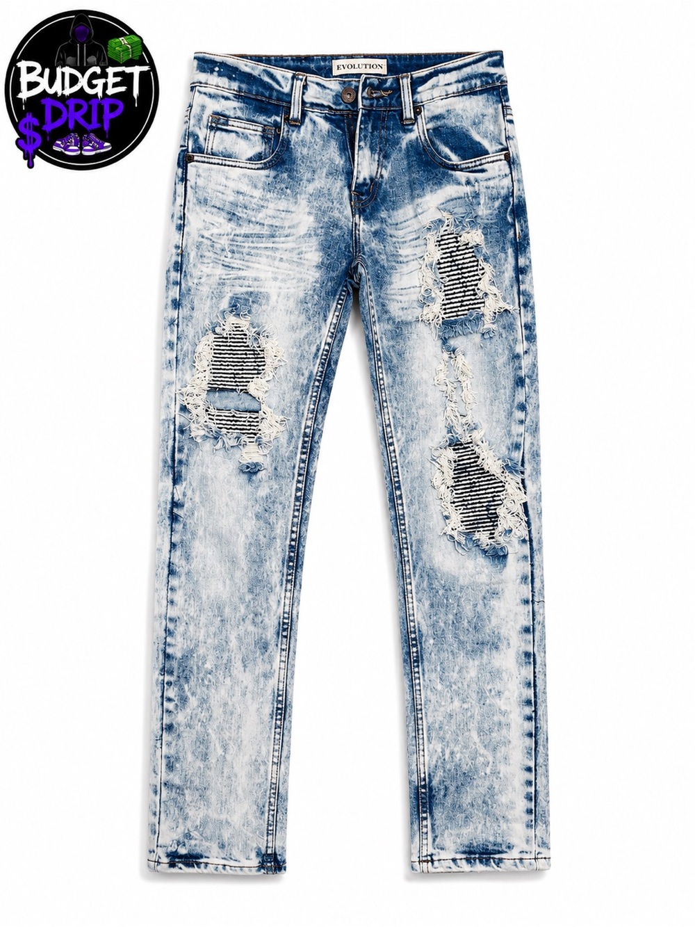 Revolution Men’s Acid Wash Light Blue Skinny Jeans